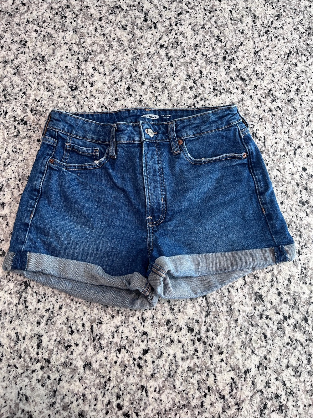 Old Navy OG Short High Rise Classic Blue Denim Cuffed Women's Shorts, Size 8